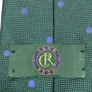 Club Room Men's Green Blue Polka Dot Silk Tie